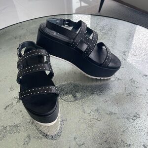 Stuart Weitzman Studded Black Platform Sandals